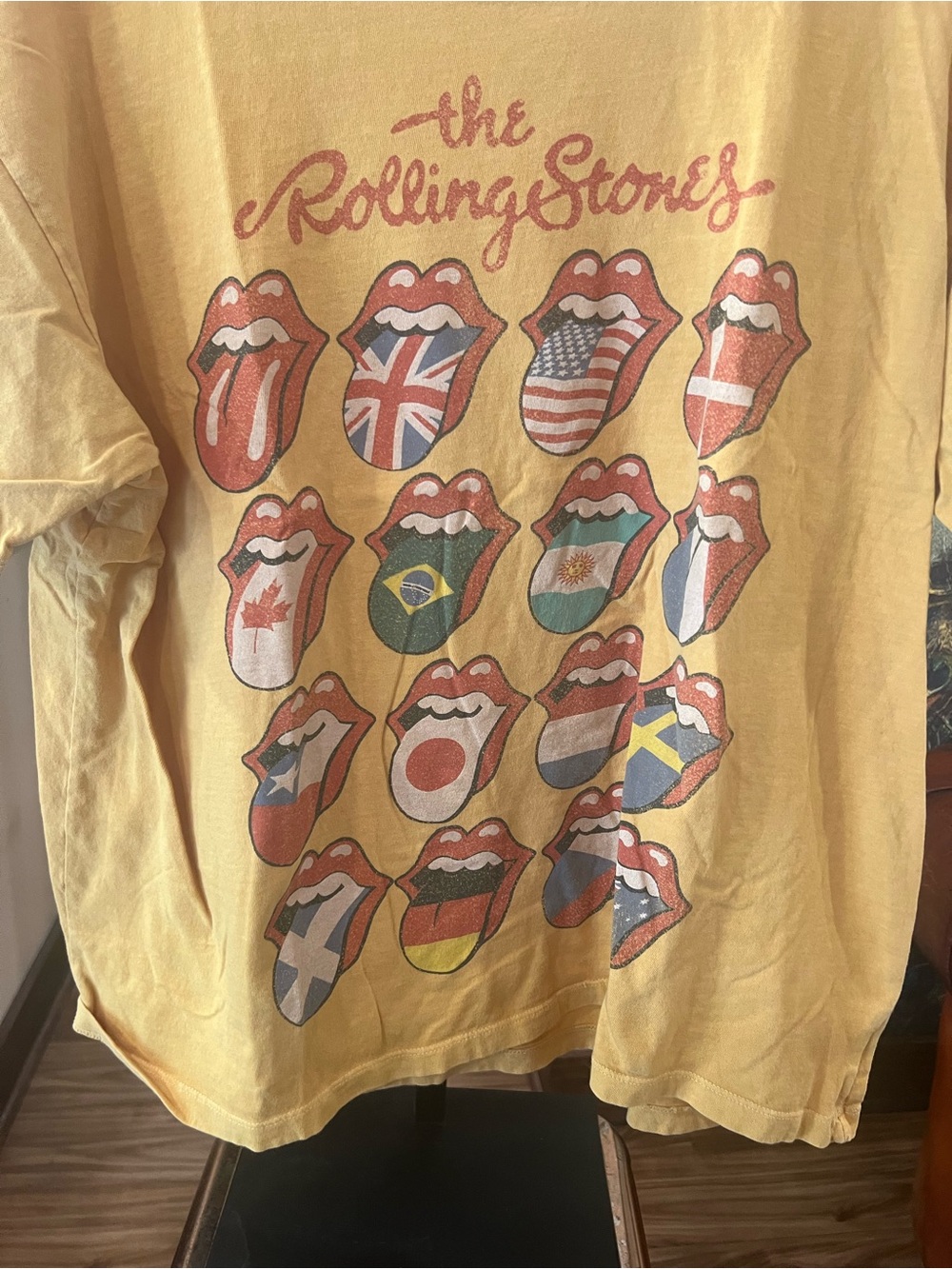 The Rolling Stones Yellow  Flag Tongue Graphic Tee